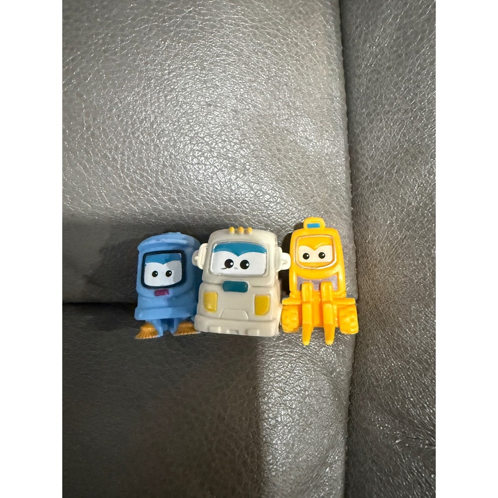 Mini Robots‎ Toys Blue White Yellow Cartoon Character Figures Lot